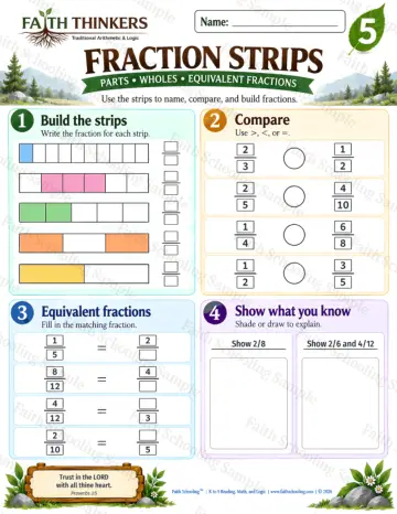 5th Grade math worksheet — Fractions Practice 8