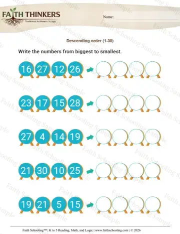 1st Grade math worksheet — Number Order and Sequence. Number Order 2
