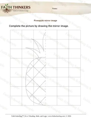 1st Grade math worksheet — Symmetry and Transformations. Mirror Image Symmetry 3