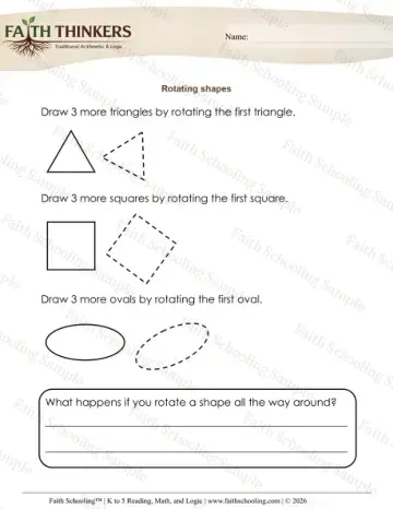 1st Grade math worksheet — Symmetry and Transformations. Geometry Rotating 2D Shapes 2