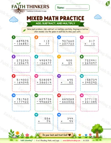 5th Grade math worksheet — Summer Mixed Practice 6