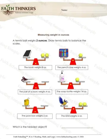 2nd Grade math worksheet — Measurement Weight Ounces 3