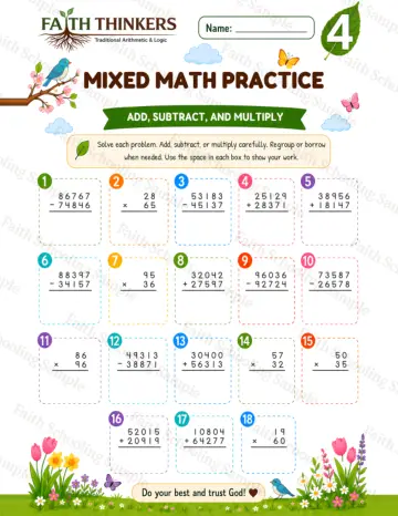 4th Grade math worksheet — Spring Mixed Practice 9