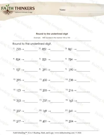 2nd Grade math worksheet — Round 3 Digit Numbers Mixed 4