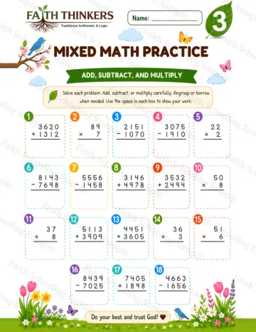 3rd Grade math worksheet — Spring Mixed Practice 7