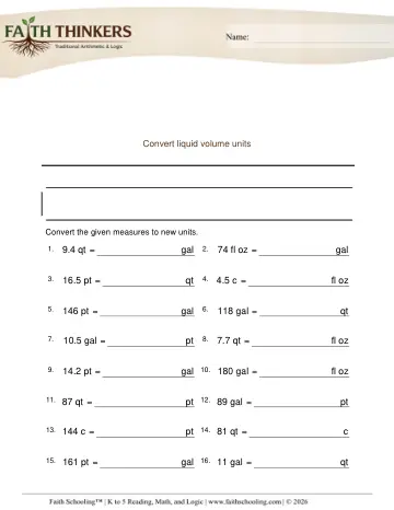 Grade 5 Math: Converting Units — worksheet preview