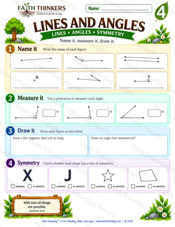4th Grade math worksheet — Lines And Angles Practice 5