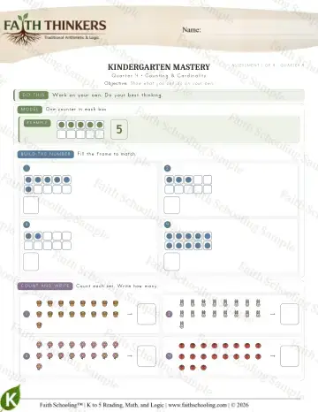Kindergarten math worksheet — Counting Cardinality 1 (Practice 4)