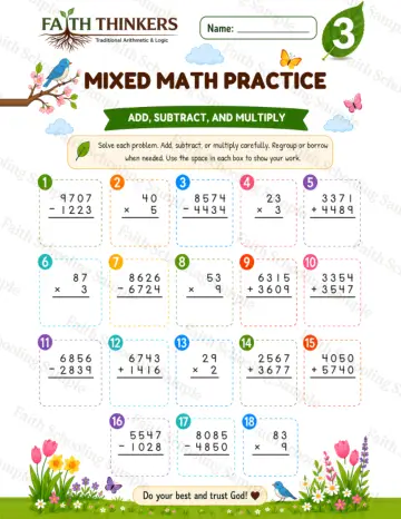 3rd Grade math worksheet — Spring Mixed Practice 5