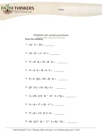 PEMDAS Nested Parenthesis 2