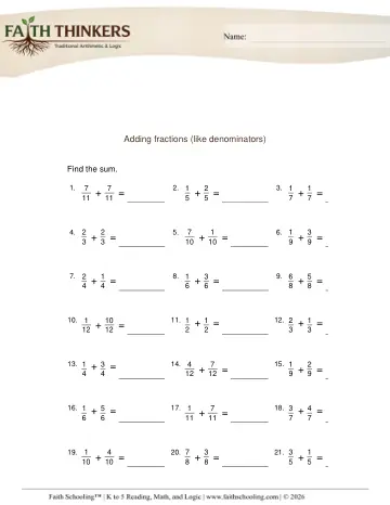 Adding Fractions Like Denominators 2