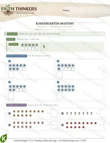 Kindergarten math worksheet — Counting Cardinality 1 (Practice 5)