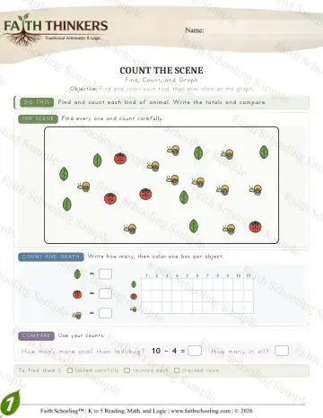 1st Grade math worksheet — Interactive & Puzzles - Countscene (Practice 4)