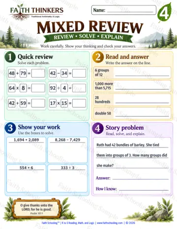 4th Grade math worksheet — Reasoning & Fluency (Practice 7)