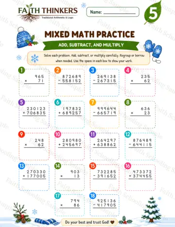 5th Grade math worksheet — Winter Mixed Practice 6