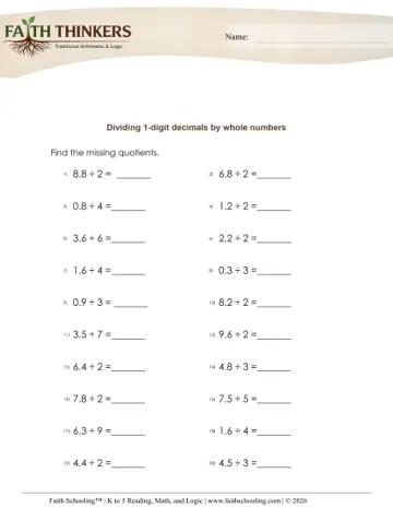 Dividing Decimals by Whole Number 1