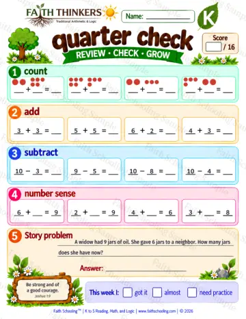 Kindergarten math worksheet — Mixed Review and Mastery Practice 7