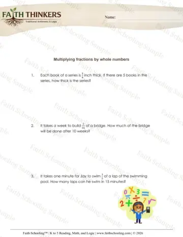 4th Grade math worksheet — Word Problems Multiplying Fractions 6