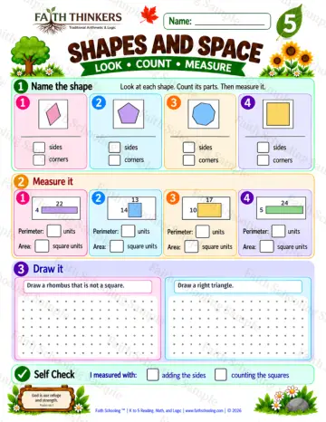 5th Grade math worksheet — Perimeter and Area Practice 9