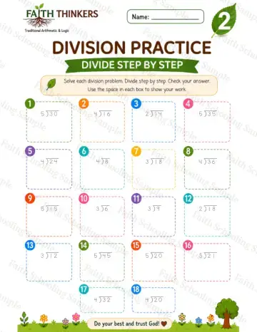 2nd Grade math worksheet — Summer Division Practice 9