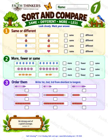 1st Grade math worksheet — Comparing and Ordering Sizes Practice 8