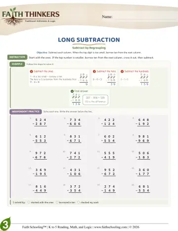 Long Subtraction (Practice 3)