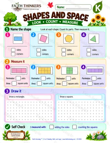 Kindergarten math worksheet — Geometry and Shapes Practice 8
