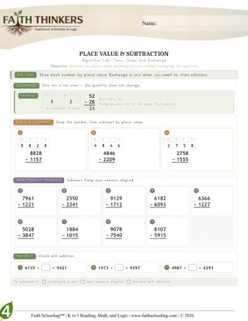 Grade 4 Math: Place Value — worksheet preview