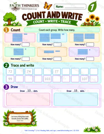 1st Grade math worksheet — Counting Practice (Practice 6)