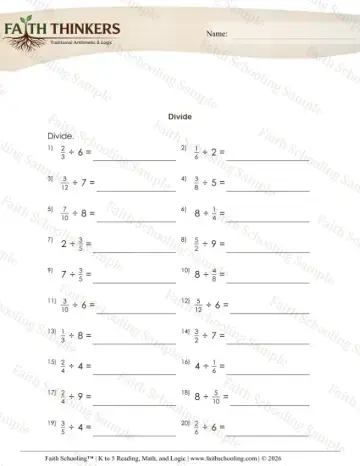 5th Grade math worksheet — Dividing Fractions. Divide Fractions Whole Numbers Mixed 2