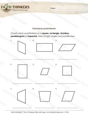 4th Grade math worksheet — Classifying Shapes. Geometry Classifying Quadrilaterals 3