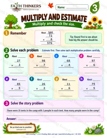 3rd Grade math worksheet — Multi-Digit Multiplication Practice 5