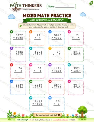 3rd Grade math worksheet — Summer Mixed Practice 5