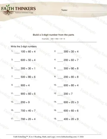 2nd Grade math worksheet — Writing and Reading Numbers. Digit Number from Parts 5