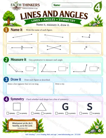 4th Grade math worksheet — Lines And Angles Practice 7