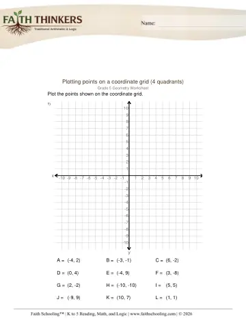 Grade 5 Math: Coordinate Plane — worksheet preview