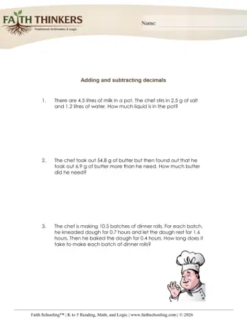 Word Problems Decimals 5