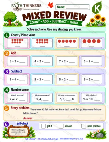 Kindergarten math worksheet — Core Skills Practice 9