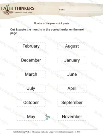 1st Grade math worksheet — Calendar. Months of the Year 2