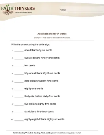 Grade 2 Math: World Currencies — worksheet preview