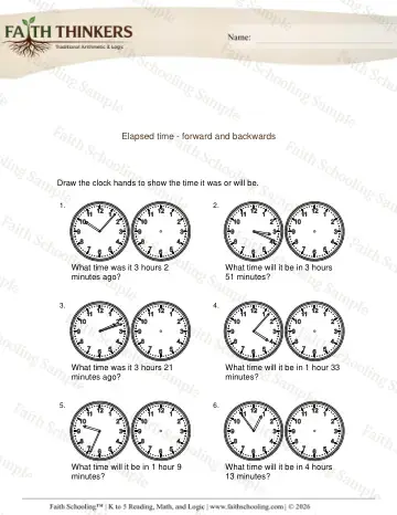 3rd Grade math worksheet — Elapsed Time 1 Minute Increments 4