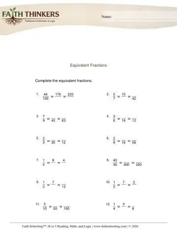 Equivalent Fractions Three 1