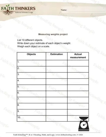 4th Grade math worksheet — Measurement Activities. Measurement Project 6