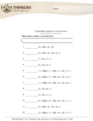 Write 4 Digit Number Normal Form 1 (Practice 1)