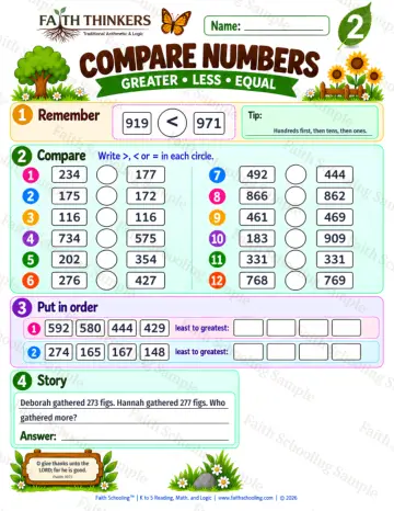 2nd Grade math worksheet — Comparing Numbers Practice 4