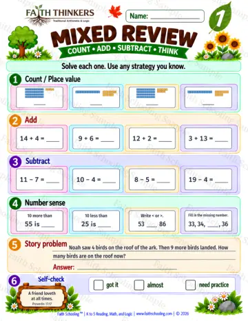 1st Grade math worksheet — Core Skills Practice 7