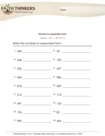Write Number Expanded Form 1