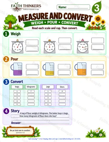 3rd Grade math worksheet — Measurement Units Practice 9