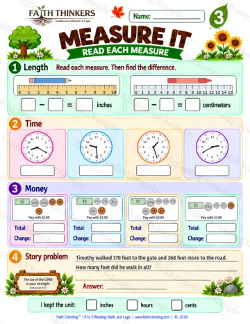 3rd Grade math worksheet — Measurement Practice 5