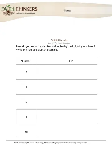 Grade 4 Math: Factors Multiples — worksheet preview